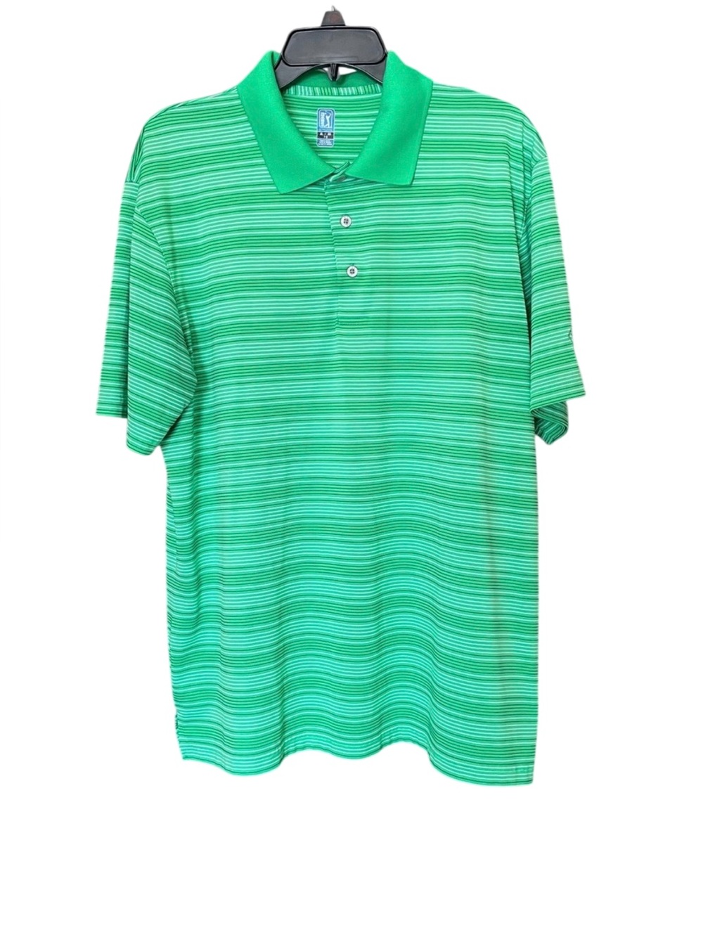 PGA Tour Mens XL Golf Polo
Shirt Green Striped EUC
